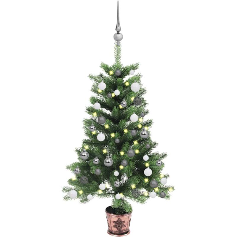 

Árbol de Navidad artificial con LED y bolas verde 65 cm - Vidaxl