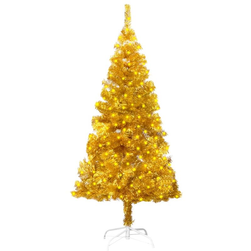 

Árbol de Navidad artificial con LED y soporte dorado PET 150 cm - Vidaxl