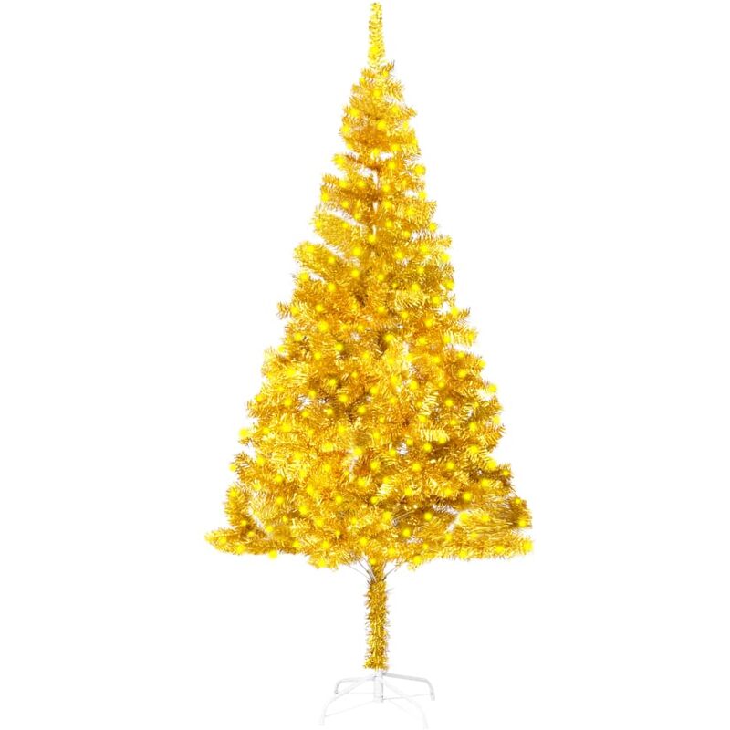 

Árbol de Navidad artificial con LED y soporte dorado PET 210 cm - Vidaxl