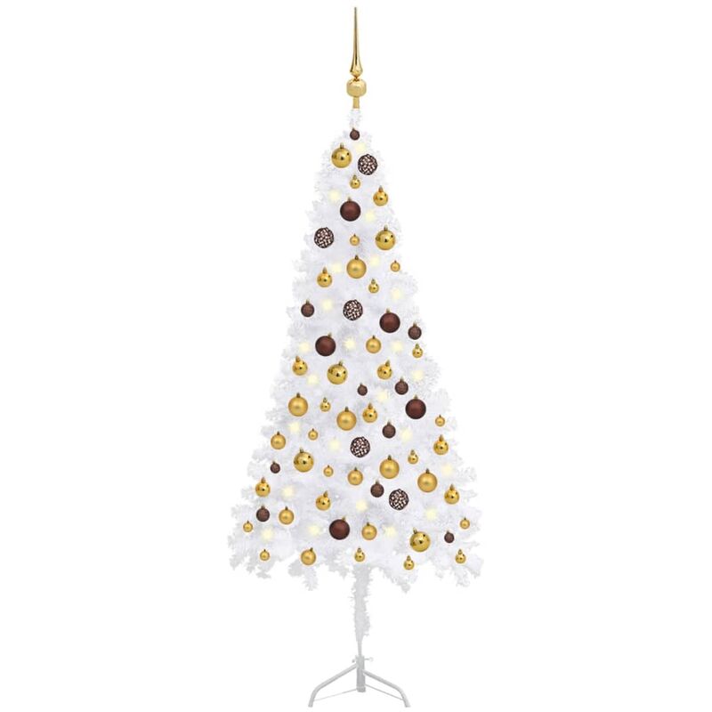 

Árbol de Navidad artificial de esquina LED y bolas blanco 120cm - Vidaxl