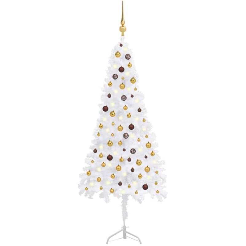 

Árbol de Navidad artificial de esquina LED y bolas blanco 210cm - Vidaxl