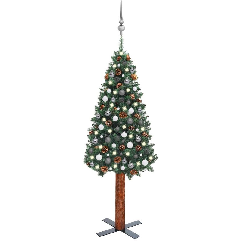 

Árbol de Navidad artificial estrecho LED bolas PVC verde 180 cm - Vidaxl