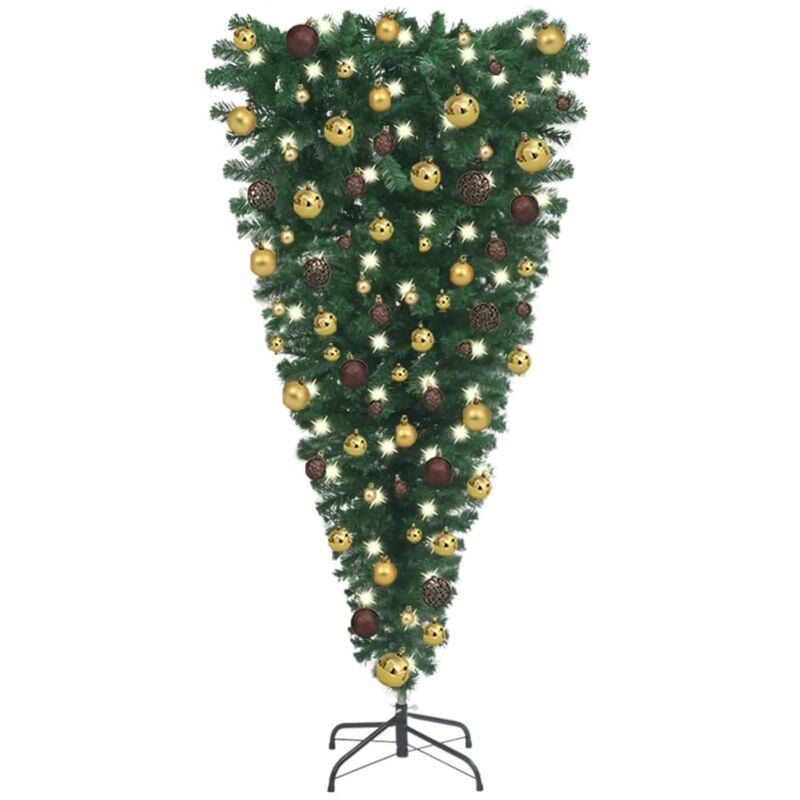 

vidaXL Árbol de Navidad artificial invertido con LEDs y bolas 150 cm