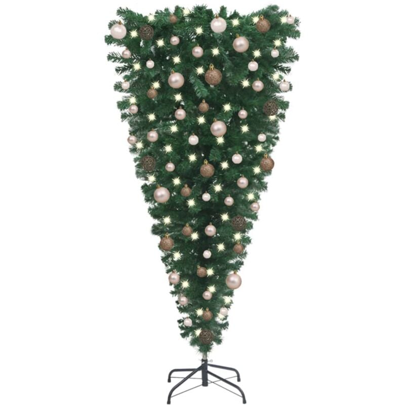 

Árbol de Navidad artificial invertido con LEDs y bolas 150 cm - Vidaxl