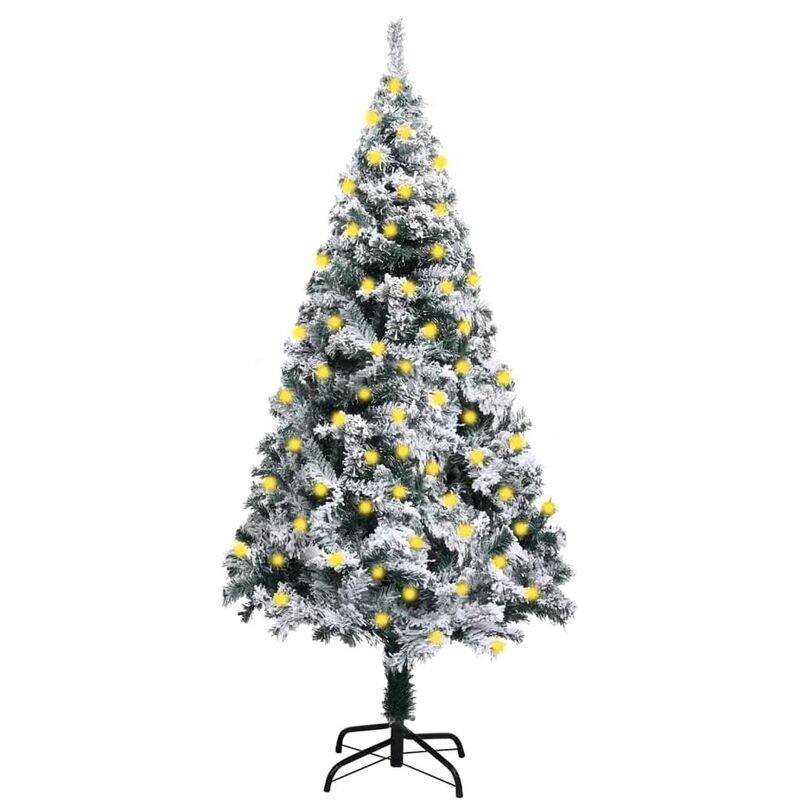 

VXL Árbol De Navidad Artificial LED Nieve Flocado PVC Verde 150 Cm