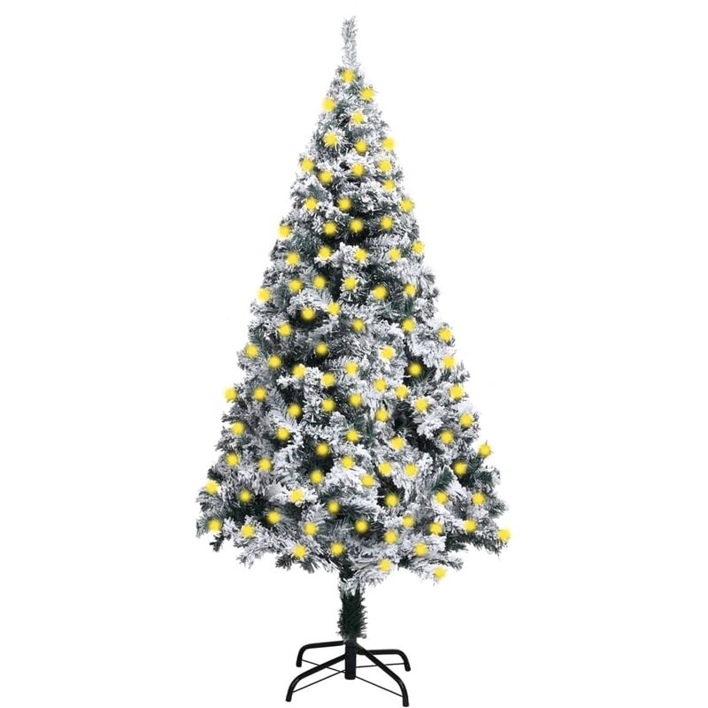 

Árbol de Navidad artificial LED nieve flocado PVC verde 210 cm - Vidaxl