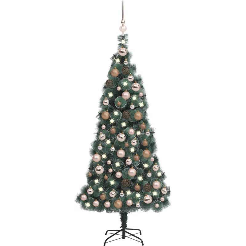 

Árbol de Navidad artificial LED y bolas verde 120 cm PVC y PE - Vidaxl