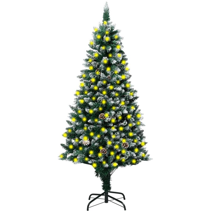 

Árbol de Navidad artificial LED y piñas y nieve blanca 210 cm - Vidaxl