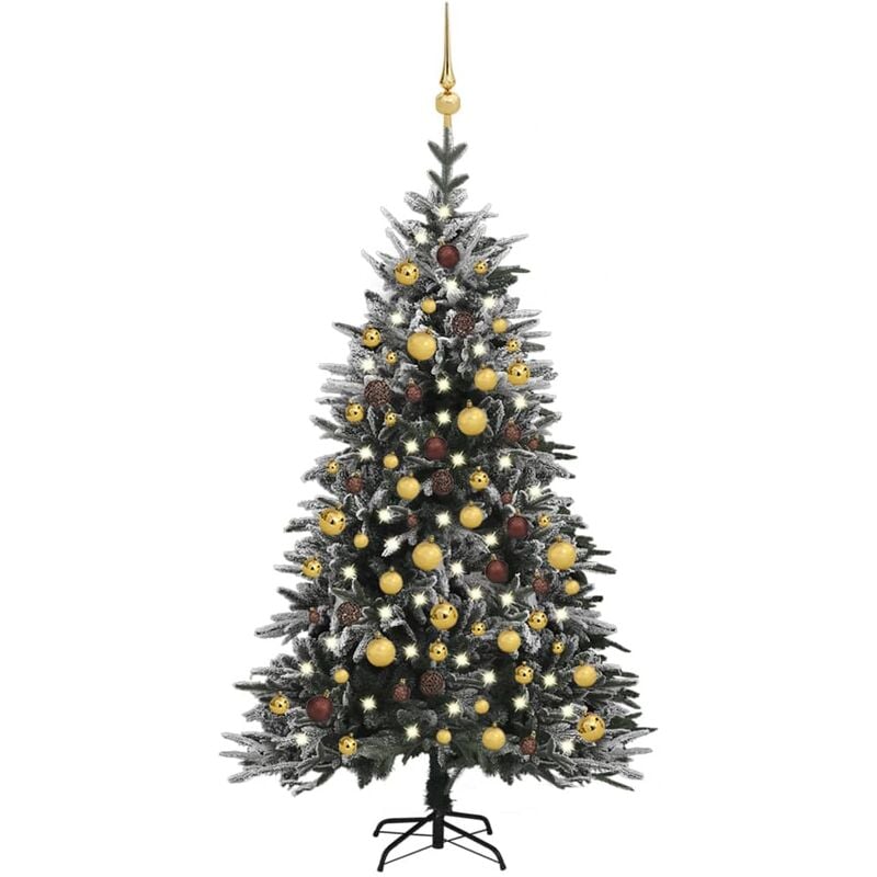 

vidaXL Árbol de Navidad con LED bolas y nieve flocada 150 cm PVC y PE
