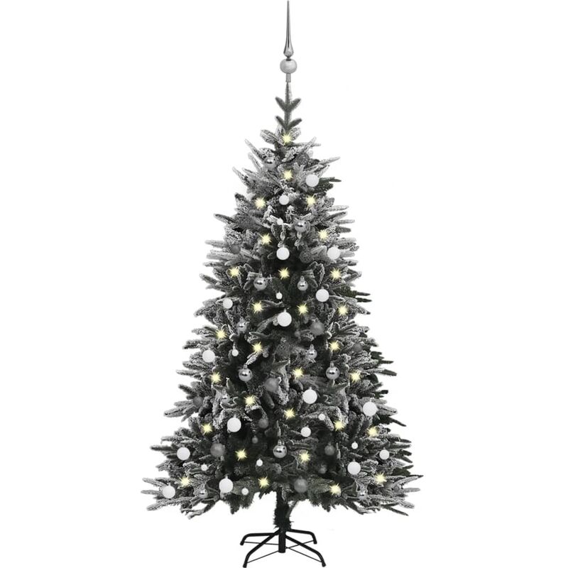 

Árbol de Navidad con LED bolas y nieve flocada 180 cm PVC y PE - Vidaxl