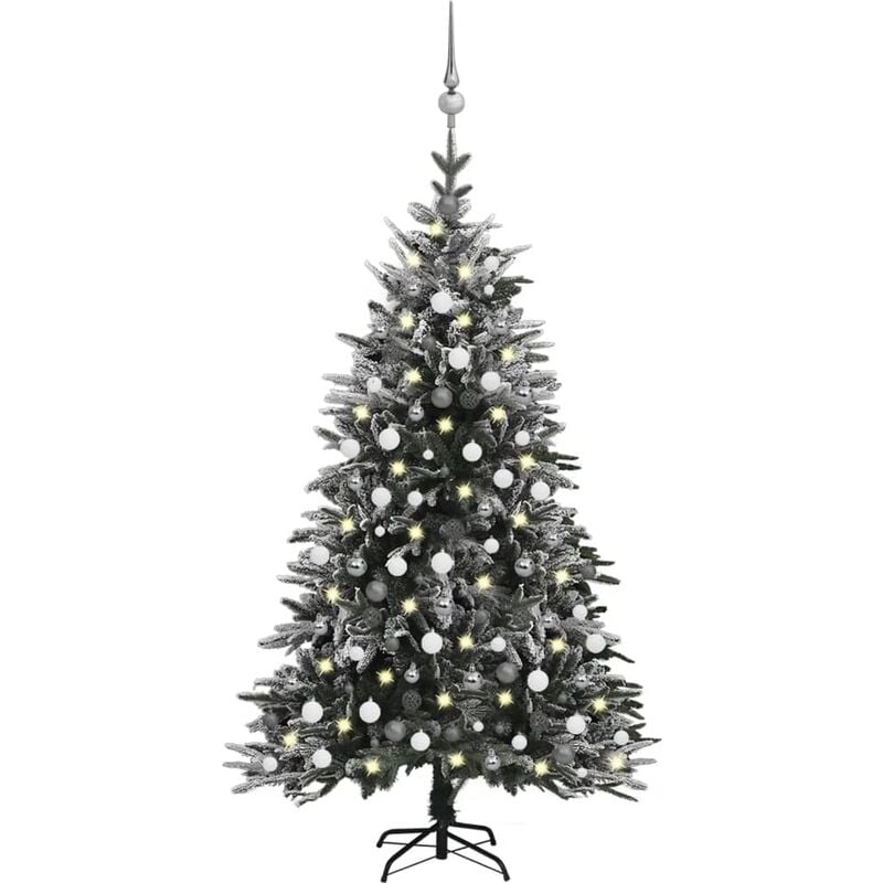 

Árbol de Navidad con LED bolas y nieve flocada 210 cm PVC y PE - Vidaxl