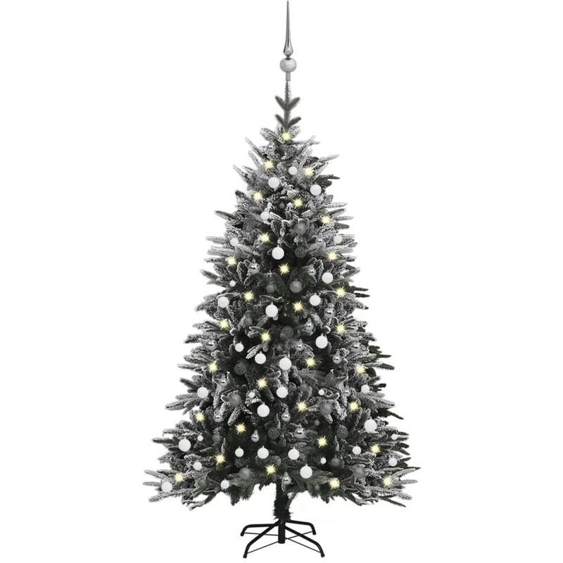 

Árbol de Navidad con LED, bolas y nieve flocada 240 cm PVC y PE - Vidaxl