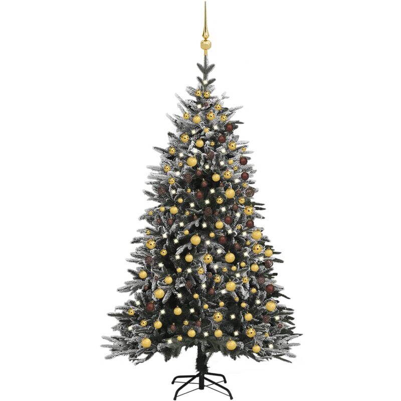 

Árbol de Navidad con LED bolas y nieve flocada 240 cm PVC y PE - Vidaxl