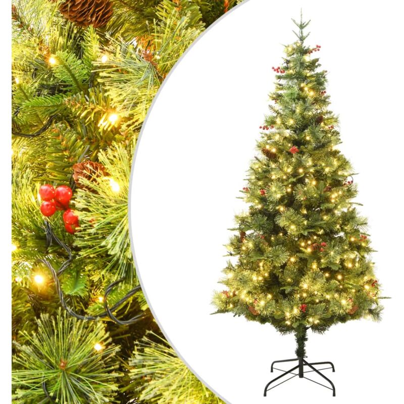 

Árbol de Navidad con LED y piñas verde PVC y PE 225 cm - Vidaxl