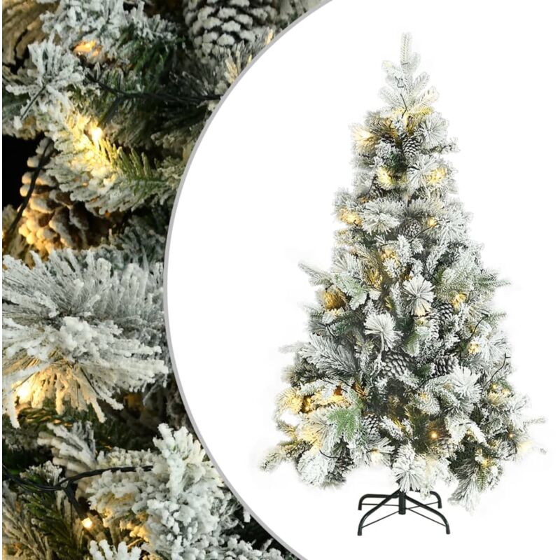 

Árbol de Navidad con nieve flocada LED conos PVC y PE 195 cm - Vidaxl