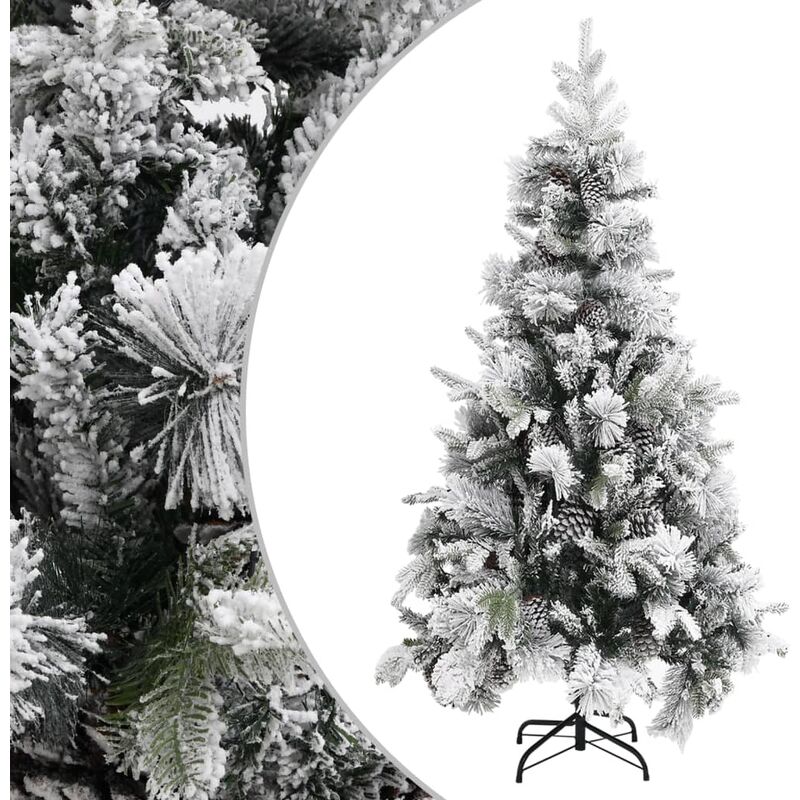 

Árbol de Navidad con nieve flocada y piñas PVC y PE 225 cm - Vidaxl