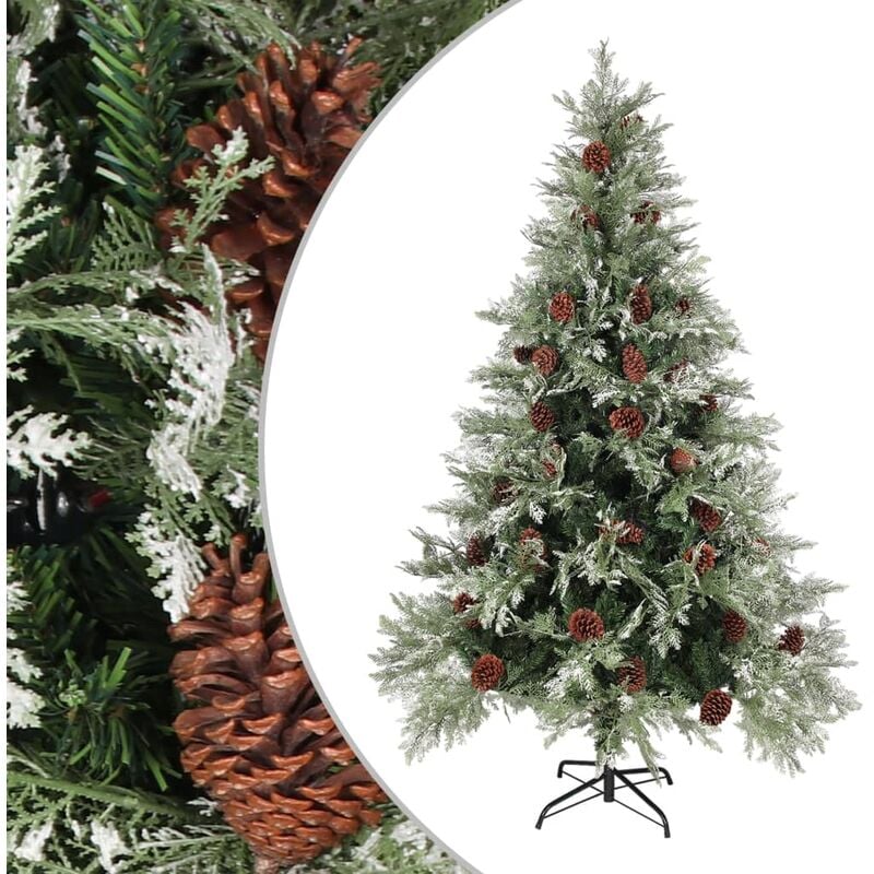 

Árbol de Navidad con piñas verde y blanco PVC y PE 120 cm - Vidaxl