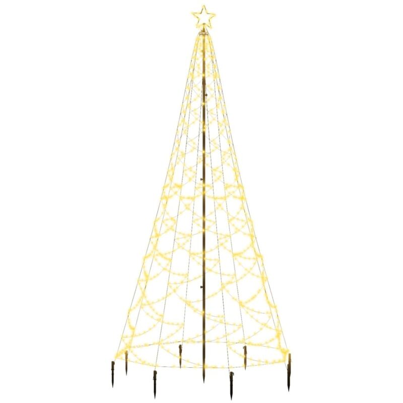 

vidaXL Árbol de Navidad con poste de metal 500 LEDs blanco cálido 3 m - Blanco