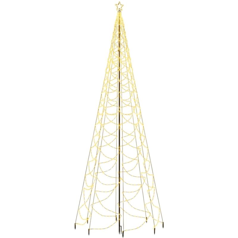 

vidaXL Árbol de Navidad con poste de metal 1400 LEDs blanco cálido 5 m - Blanco