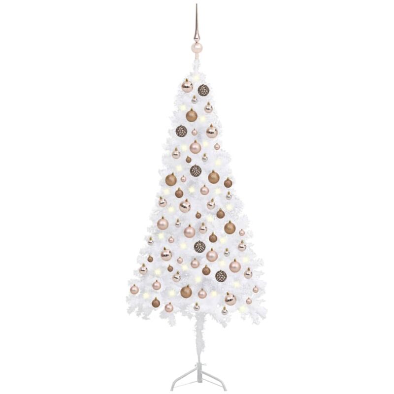 

Árbol Navidad artificial esquina LED y bolas PVC blanco 120 cm - Vidaxl