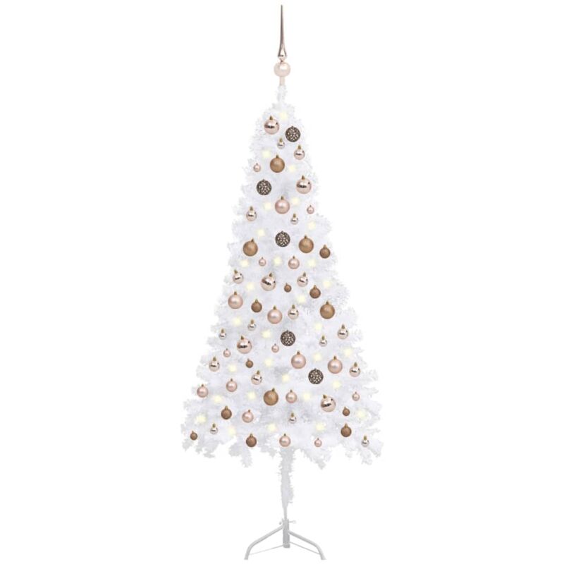

Árbol Navidad artificial esquina LED y bolas PVC blanco 150 cm - Vidaxl