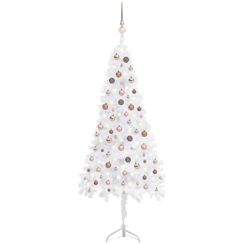 

Árbol Navidad artificial esquina LED y bolas PVC blanco 210 cm - Vidaxl