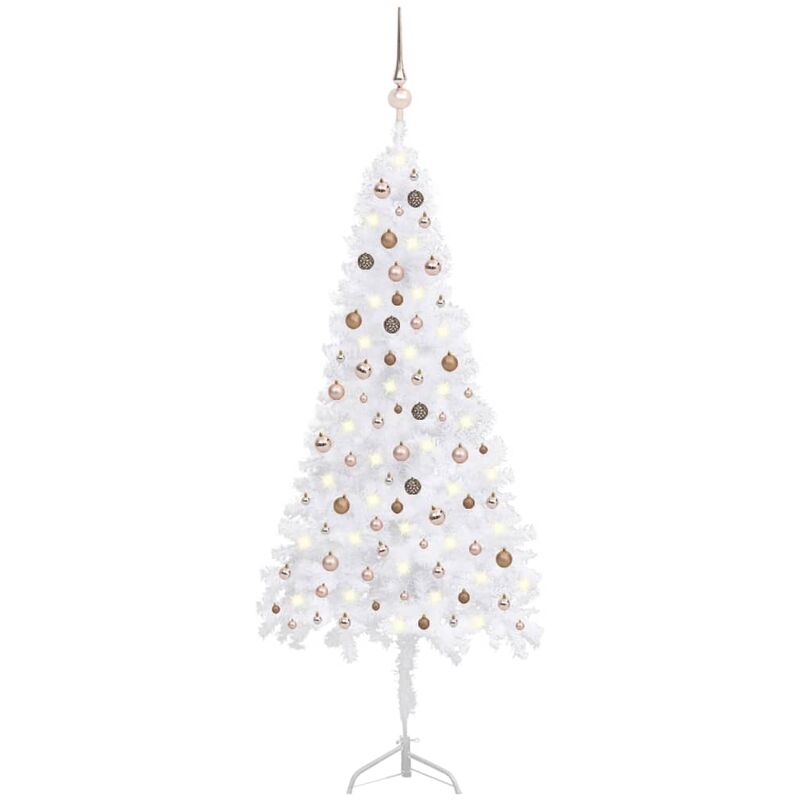 

Árbol Navidad artificial esquina LED y bolas PVC blanco 240 cm - Vidaxl