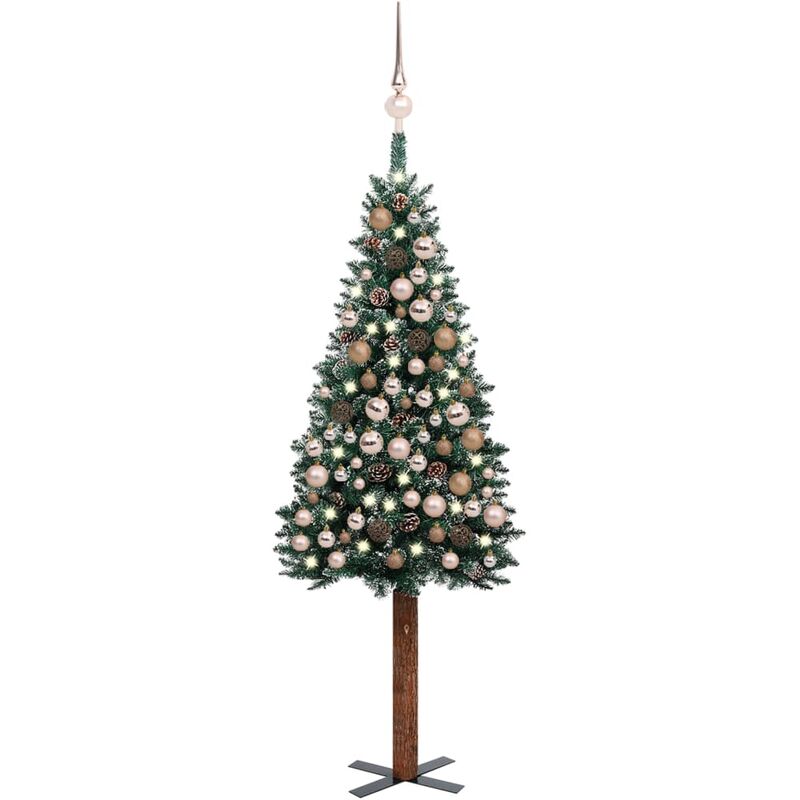 

Árbol Navidad artificial estrecho con LED y bolas verde 180 cm - Vidaxl