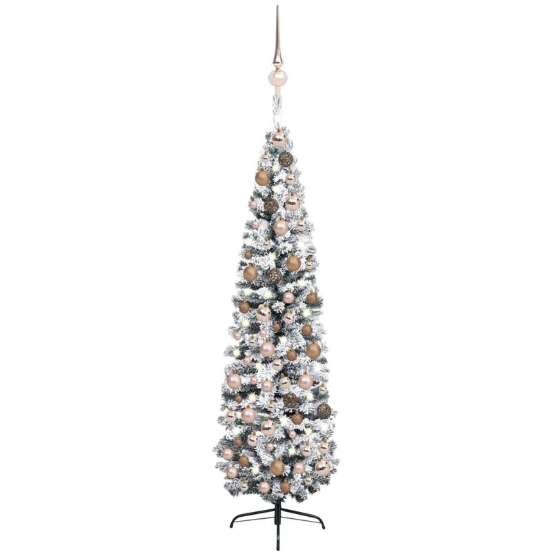 

Árbol Navidad artificial estrecho con LED y bolas verde 210 cm - Vidaxl