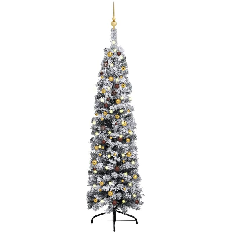 

Árbol Navidad artificial estrecho con LED y bolas verde 210 cm - Vidaxl