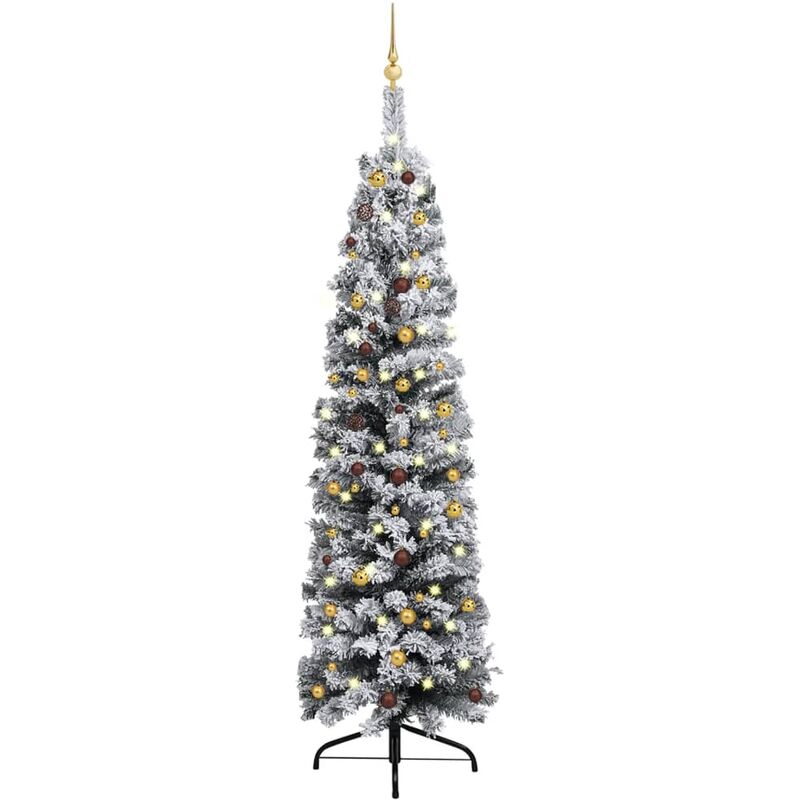 

Árbol Navidad artificial estrecho con LED y bolas verde 240 cm - Vidaxl