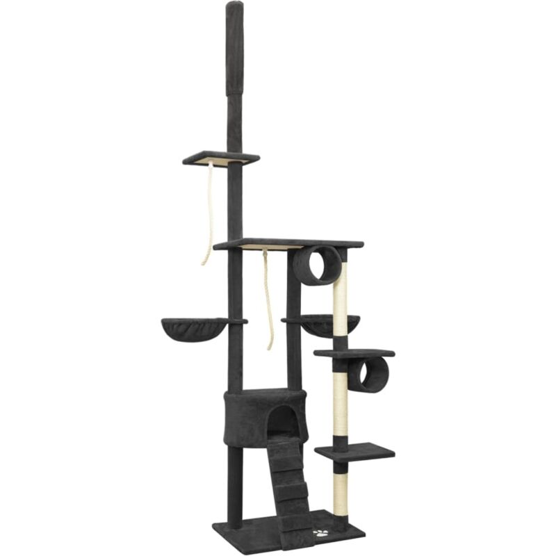

vidaXL Árbol para gatos de suelo a techo gris oscuro 220-240 cm - Gris