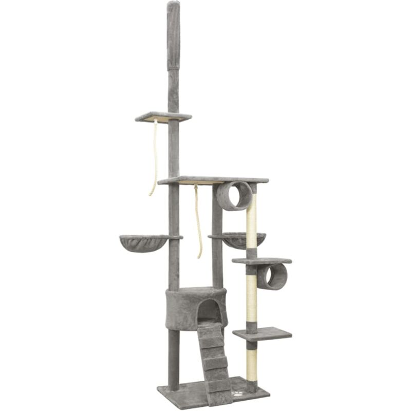 

vidaXL Árbol rascador para gatos de suelo a techo gris 220-240 cm - Gris