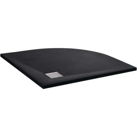 Vidaxl – Receveur de douche à encastrer noir 90x90 cm – SMC renforcé – Seuil bas pour accès facile – Couvercle de vidange en acier inoxydable