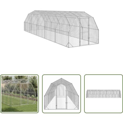 vidaXL Recinto in acciaio zincato -  Recinto per Polli 2,5x10x2,25 m in Acciaio Zincato