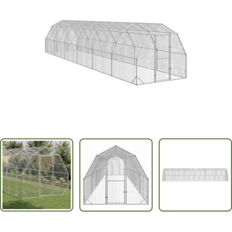 vidaXL Recinto in acciaio zincato -  Recinto per Polli 2,5x12x2,25 m in Acciaio Zincato