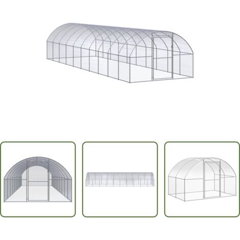 vidaXL Recinto per polli -  Gabbia per Polli da Esterno 3x10x2 m in Acciaio Zincato
