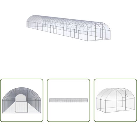 vidaXL Recinto per polli -  Gabbia per Polli da Esterno 3x20x2 m in Acciaio Zincato