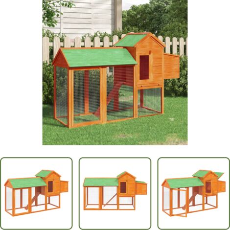 vidaXL Recinto per polli -  Pollaio Marrone 193x65x117 cm in Legno Massello di Pino