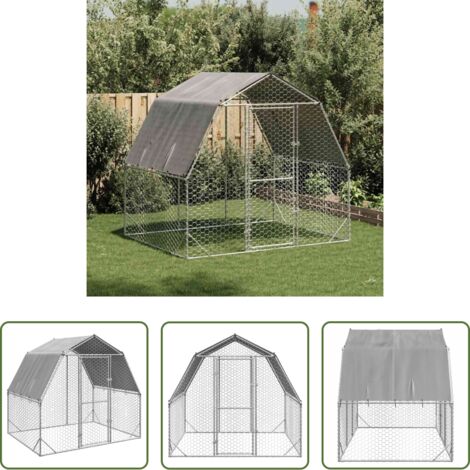 vidaXL Recinto per uccelli -  Recinto per Polli con Tetto 2,5x2x2,25 m in Acciaio Zincato