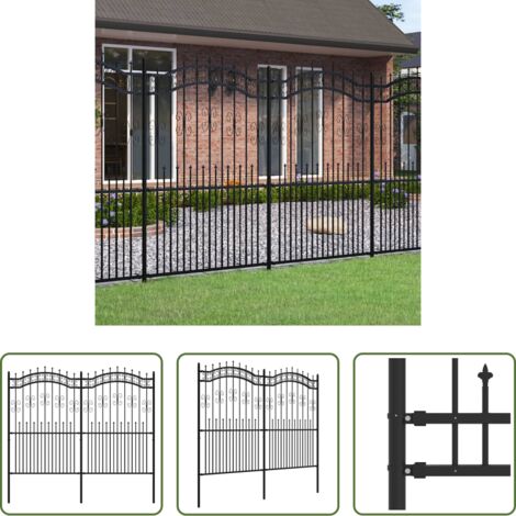 vidaXL Recinzione a punta a lancia -  Recinzione da giardino Kampen con punta a lancia nera 240x175cm in acciaio