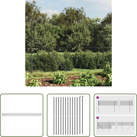 vidaXL Recinzione antracite -  Recinzione a Rete con Flangia Antracite 1,4x25 m