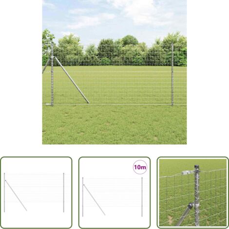 vidaXL Recinzione argento -  Recinzione con Posto Argento 1,2 x 10 m Acciaio e PVC