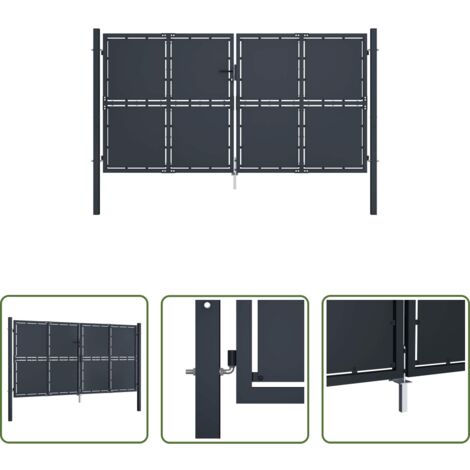 vidaXL Recinzione -  Cancello da Giardino in Acciaio 300x150 cm Antracite