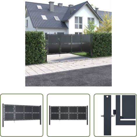 vidaXL Recinzione -  Cancello da Giardino in Acciaio 350x125 cm Antracite