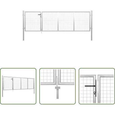 vidaXL Recinzione -  Cancello da Giardino in Acciaio 350x75 cm Argento