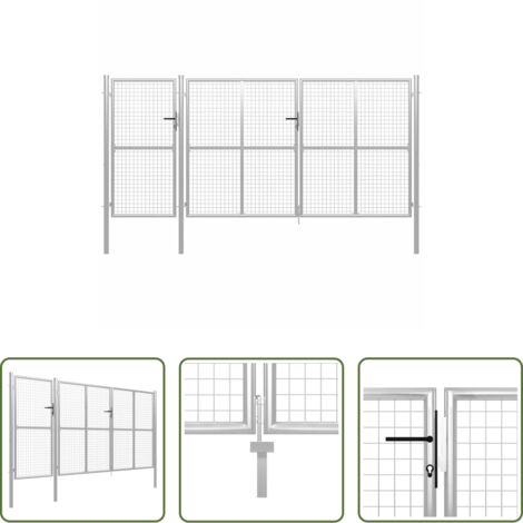 vidaXL Recinzione -  Cancello da Giardino in Acciaio 400x150 cm Argento