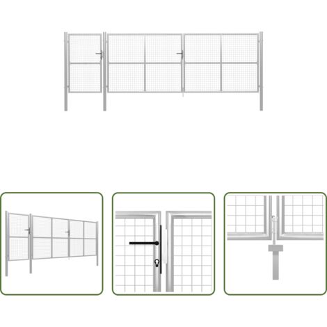 vidaXL Recinzione -  Cancello da Giardino in Acciaio 500x150 cm Argento