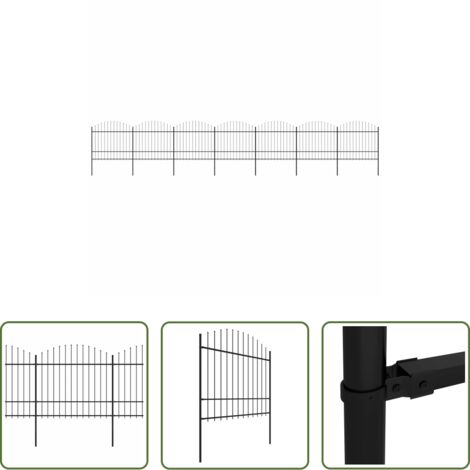 vidaXL Recinzione con punte a lancia -  Recinzione da Giardino con Punta a Lancia in Acciaio 1248x175 cm Nero