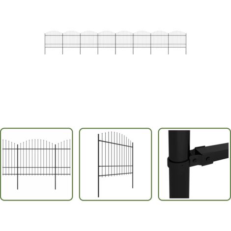 vidaXL Recinzione con punte a lancia -  Recinzione da Giardino con Punta a Lancia in Acciaio 1426x175 cm Nera